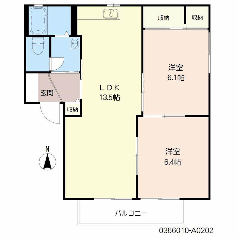 エミネンスヴィラ太宰府(2LDK/2階)の間取り写真