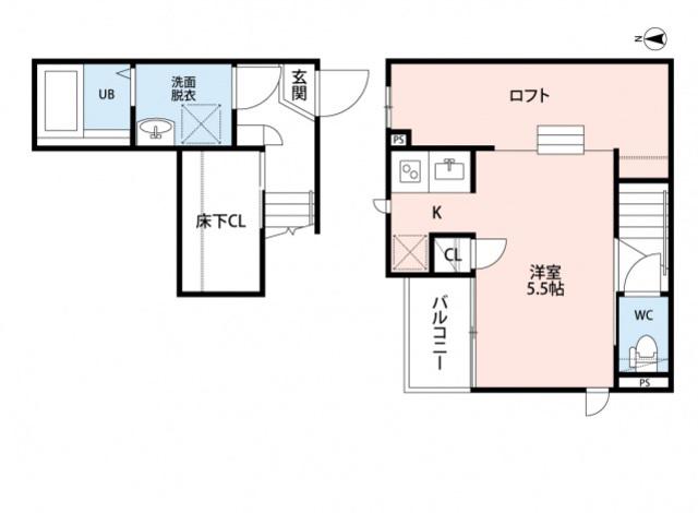 CB久留米ネージュ(1K/2階)の間取り写真