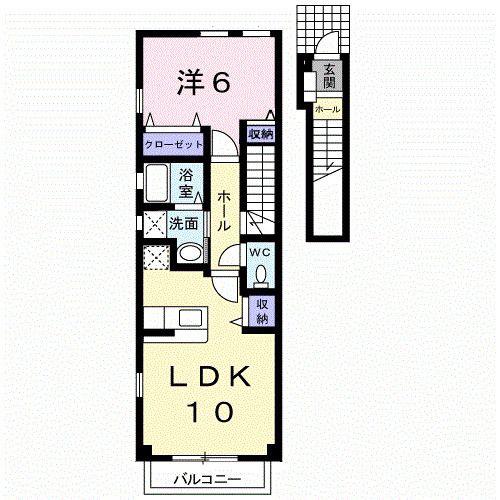 ローレルツインA(1LDK/2階)の間取り写真