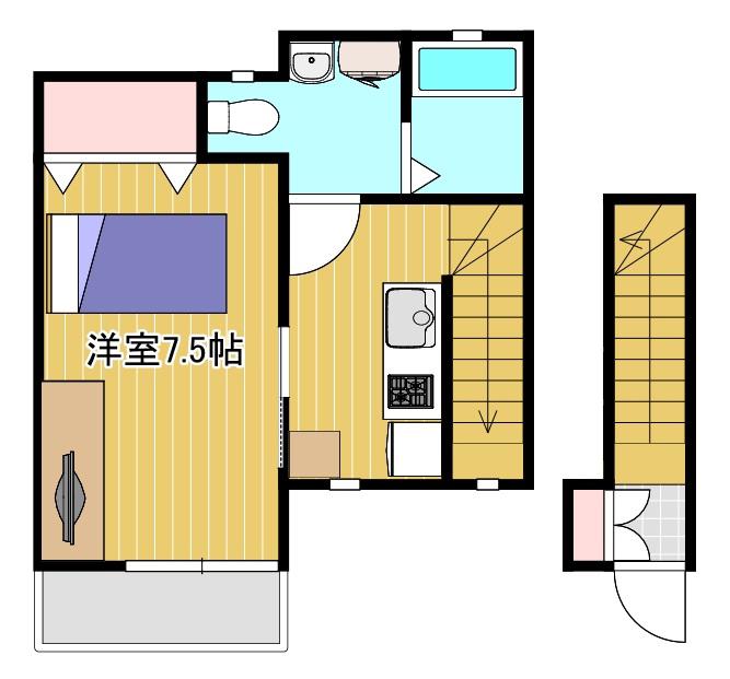 JR東北本線 新田駅(宮城) 徒歩120分 2階建 築7年(1K/2階)の間取り写真