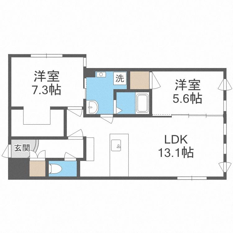 RESIDENCE SAPPORO KOULU(2LDK/3階)の間取り写真