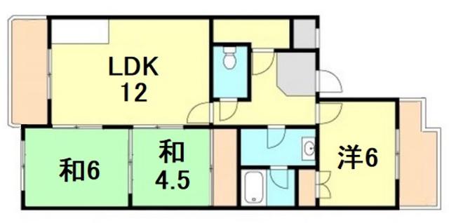 リバーサイド北別府(3LDK/1階)の間取り写真