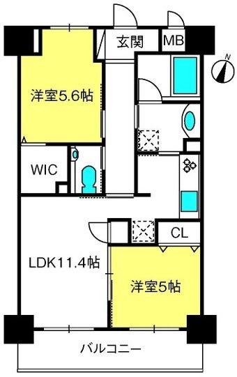 ソレイユ上落合(2LDK/2階)の間取り写真