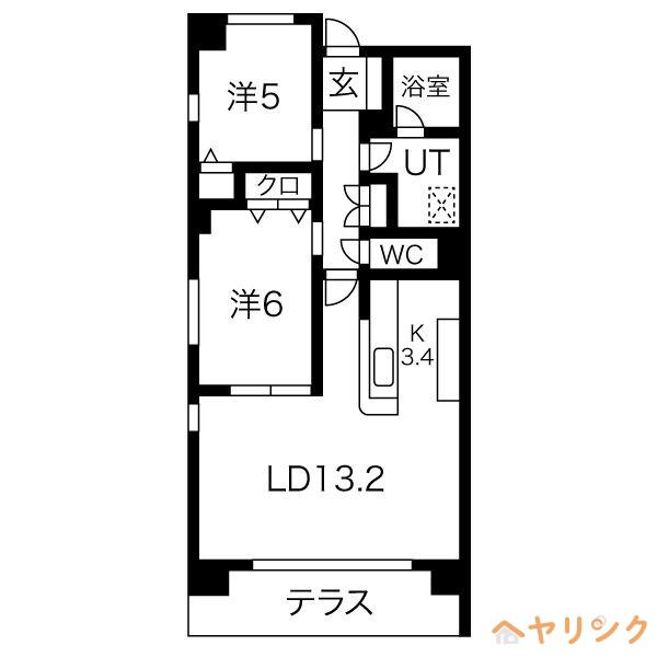 コミュニティーガーデンなごや(2LDK/1階)の間取り写真