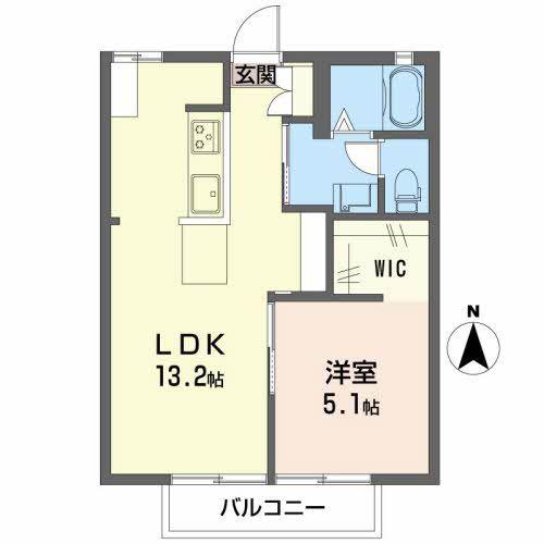ハイツヒラオカ(1LDK/2階)の間取り写真