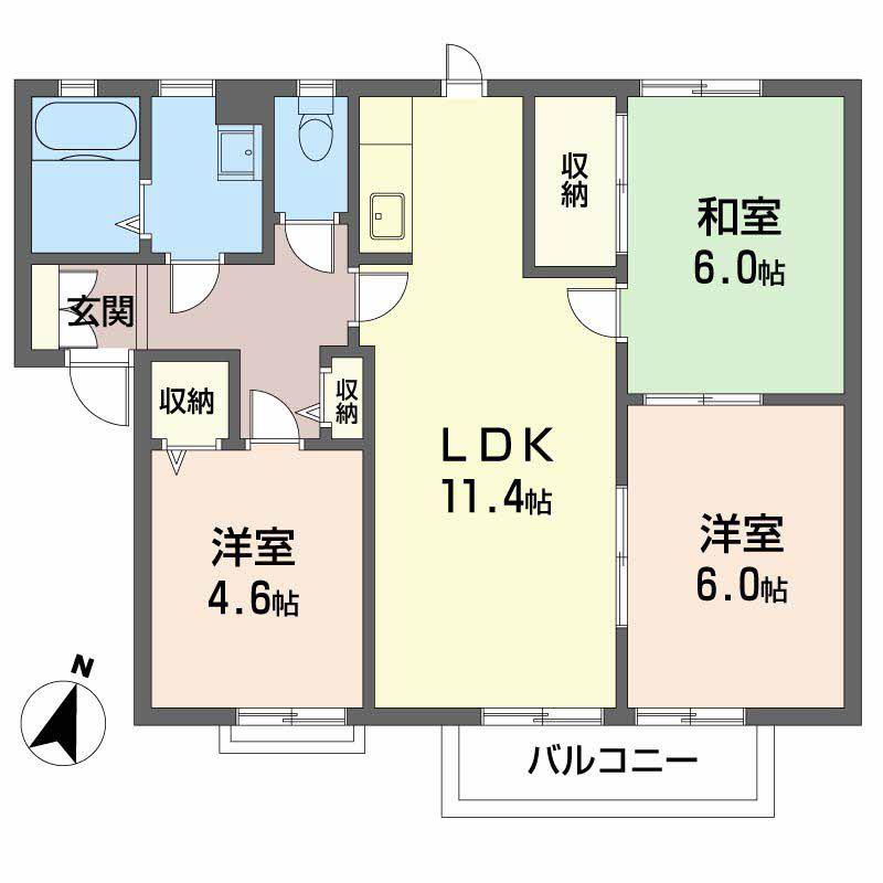 ディアスイースト(3LDK/2階)の間取り写真