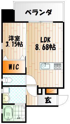 THE HILLS KOKURA(1LDK/2階)の間取り写真