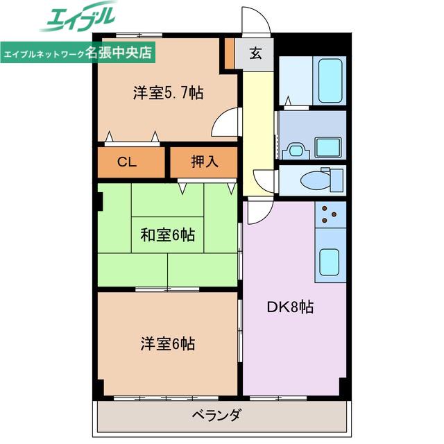 グランディール雅I(3DK/2階)の間取り写真