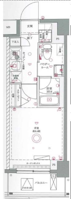 AZEST西川口III(1K/9階)の間取り写真
