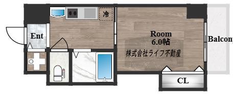 CITY SPIRE布施(1K/2階)の間取り写真
