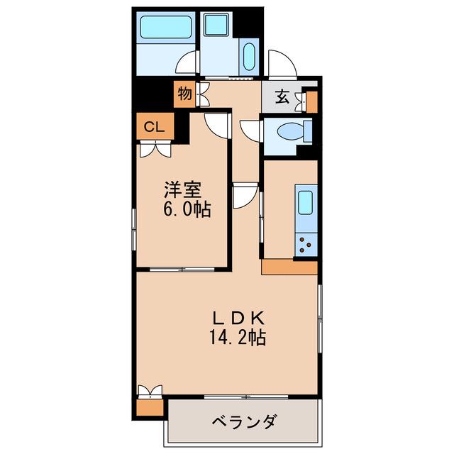CASA BIANCA(1LDK/8階)の間取り写真