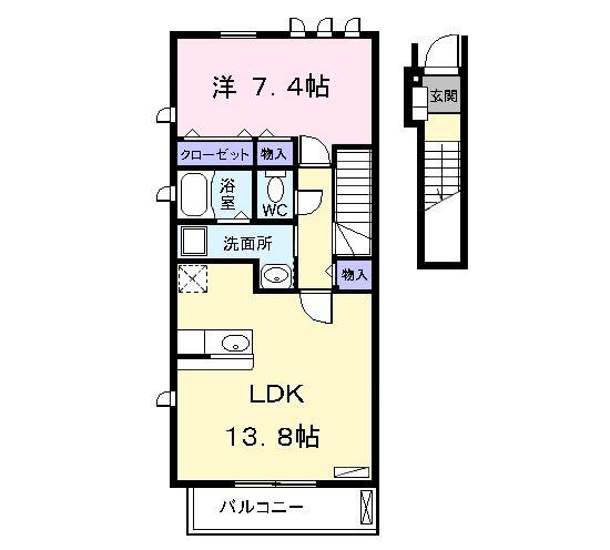 リーフ ブランチ(1LDK/2階)の間取り写真