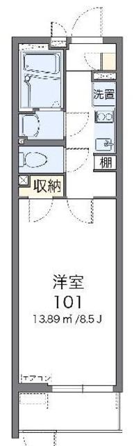 クレイノリーブル(1K/1階)の間取り写真