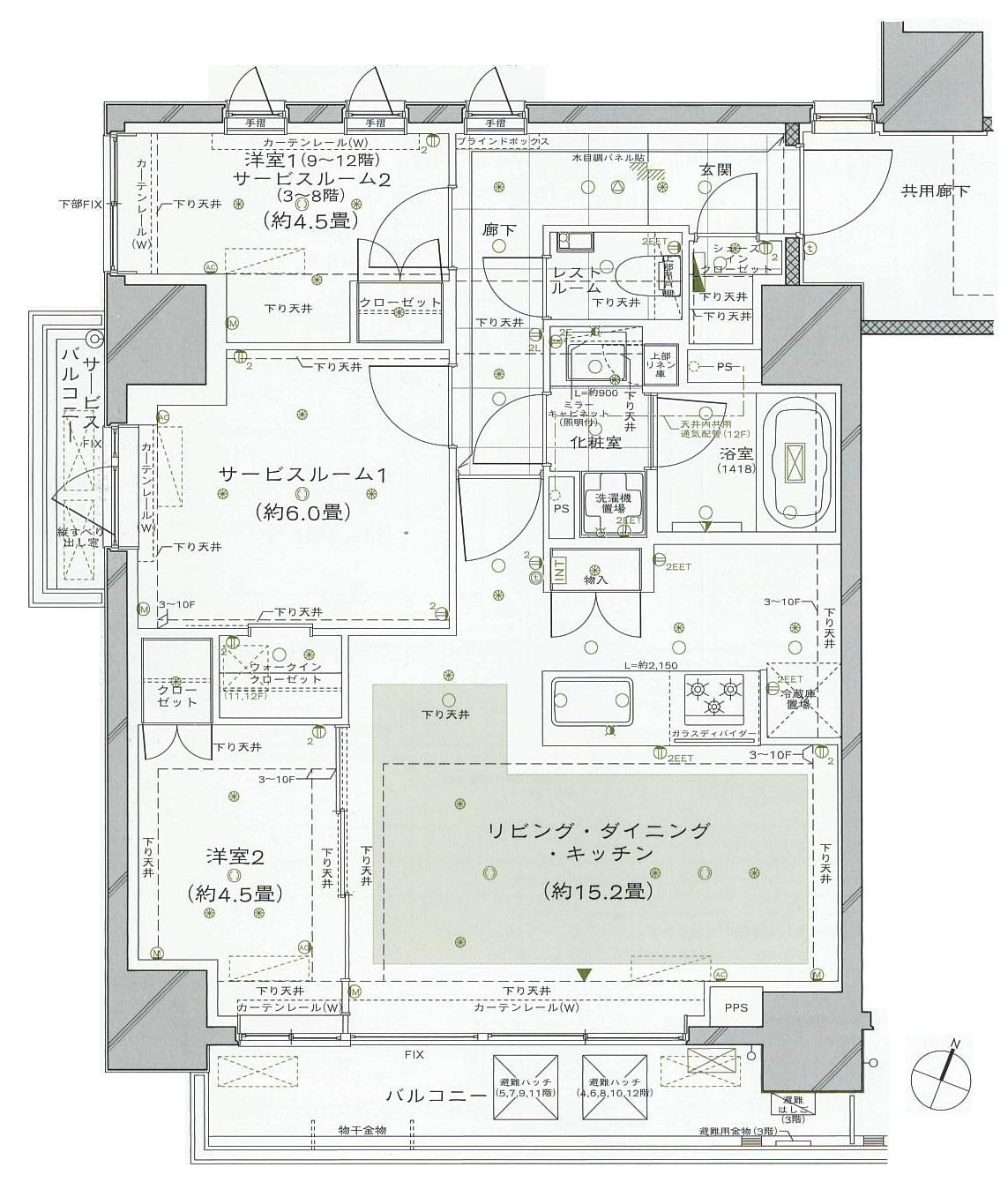 ピアース大井仙台坂(2SLDK/12階)の間取り写真