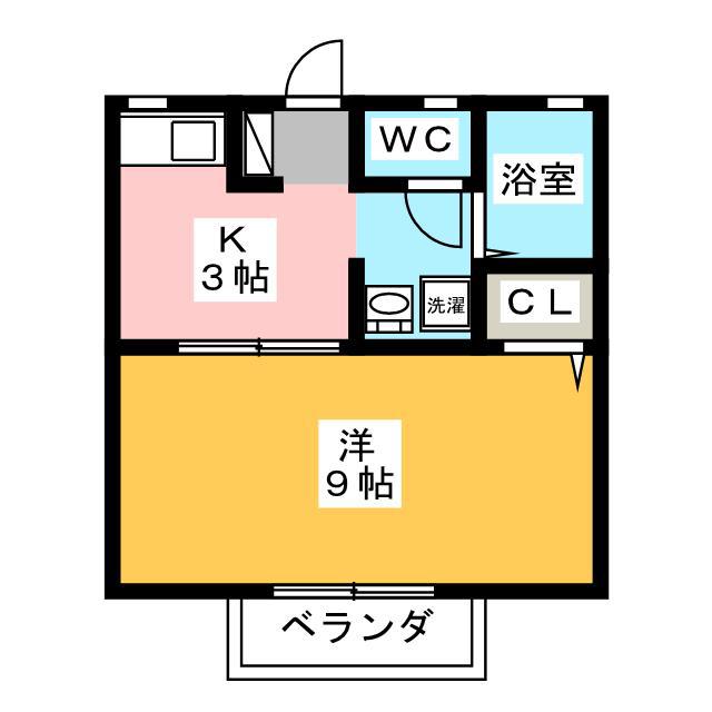 アネックス若葉(1K/1階)の間取り写真