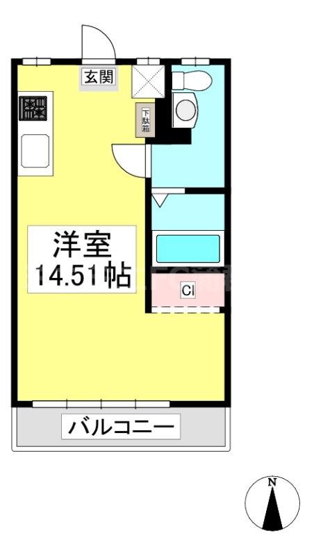 LIBERTA三谷(ワンルーム/1階)の間取り写真