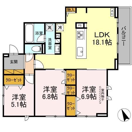 ハスクバーナ江戸川台(3LDK/3階)の間取り写真