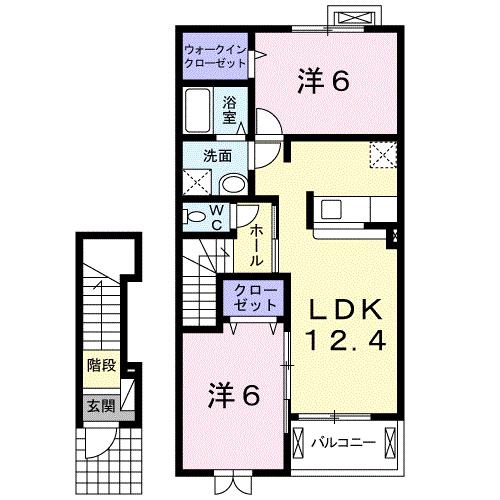 プリムローズB(2LDK/2階)の間取り写真