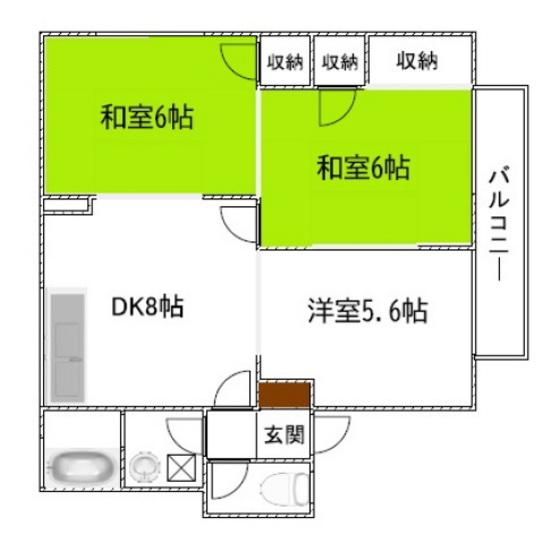 アビタシオンB棟(3DK/2階)の間取り写真