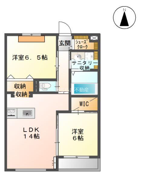 フルール・ド・リス(2LDK/1階)の間取り写真
