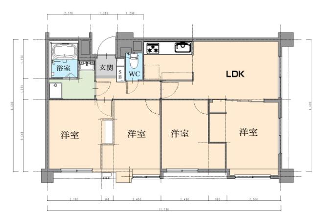 エバーライフ春日(4LDK/4階)の間取り写真