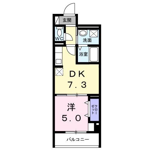 ブライトン(1DK/3階)の間取り写真
