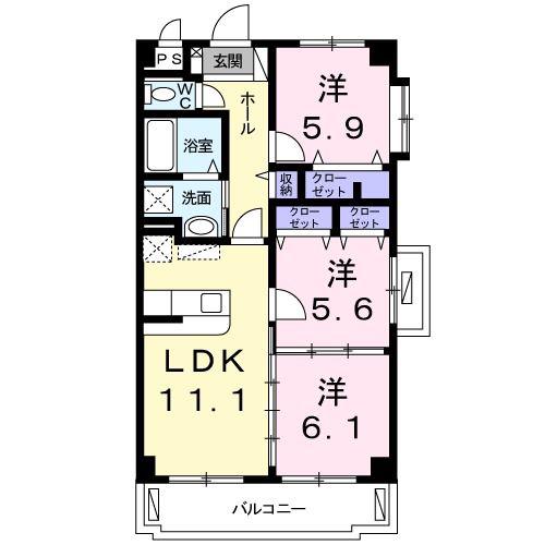 ラフィーエ マカト(3LDK/2階)の間取り写真