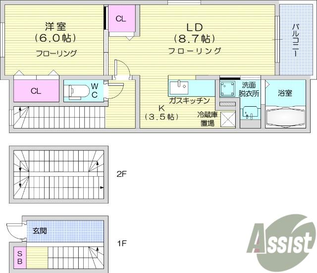 ファブール・シュンⅠ(1LDK/3階)の間取り写真