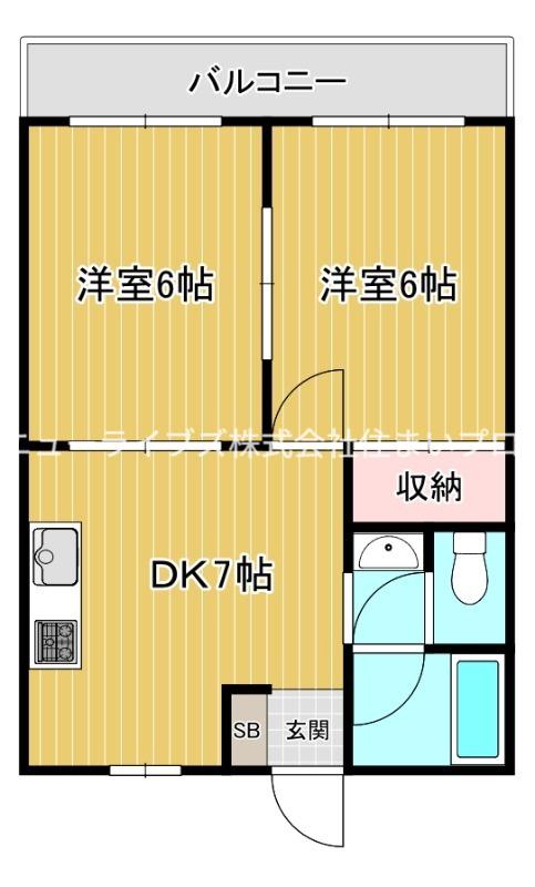 三幸ハイツ(2DK/3階)の間取り写真