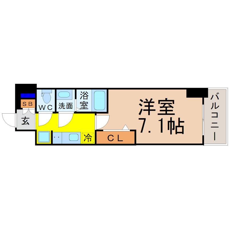 メイクスデザイン名駅南(1K/8階)の間取り写真