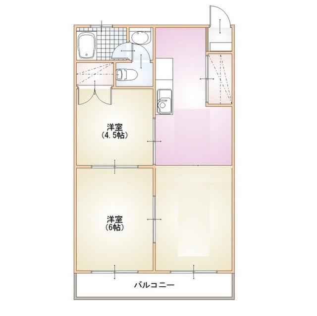 レフォルム美咲(2LDK/2階)の間取り写真