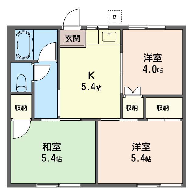 四季美グリーンハイツB(3K/1階)の間取り写真
