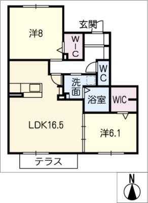 マイ・プラザX(2LDK/1階)の間取り写真