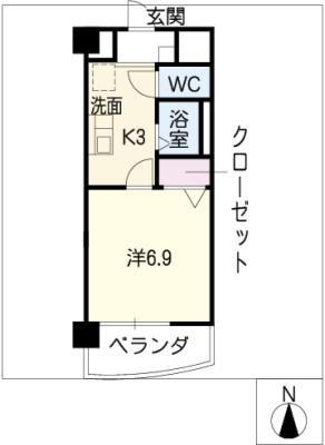 PRIMA(1K/1階)の間取り写真