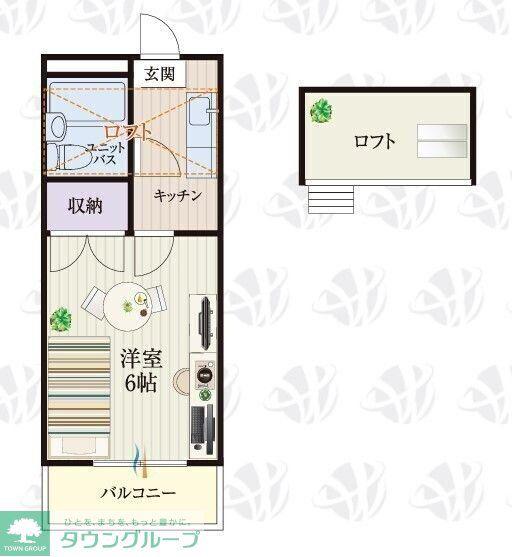 BCASA伊勢崎IIRE-BORN(1K/2階)の間取り写真