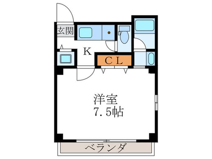 パサディーナ円町(1K/2階)の間取り写真