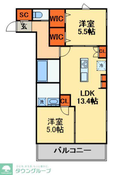 LE CIEL(2LDK/2階)の間取り写真