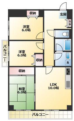 レピドール福田I(3LDK/2階)の間取り写真