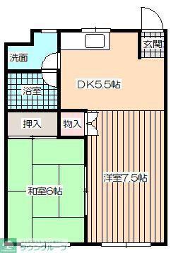 レジデンス若葉(2DK/3階)の間取り写真