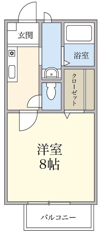 パナハイツ三山B(ワンルーム/2階)の間取り写真