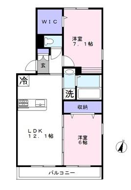 大勘ヒルズ(2LDK/3階)の間取り写真