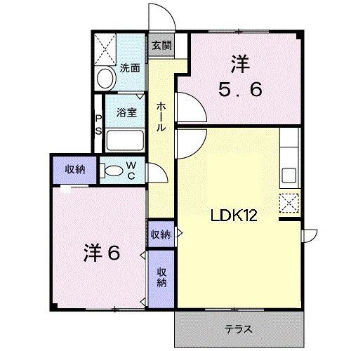 サウスイーストI棟(2LDK/1階)の間取り写真