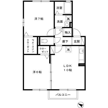 グランモア外城(2LDK/2階)の間取り写真