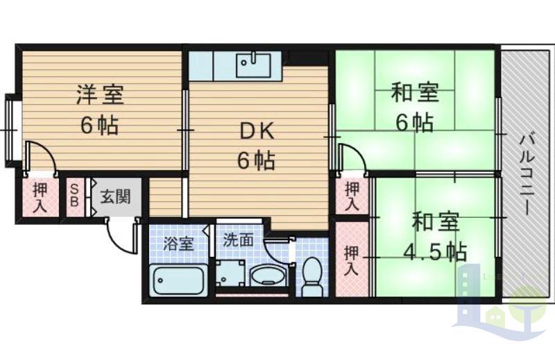 パセオ豊里(3DK/2階)の間取り写真