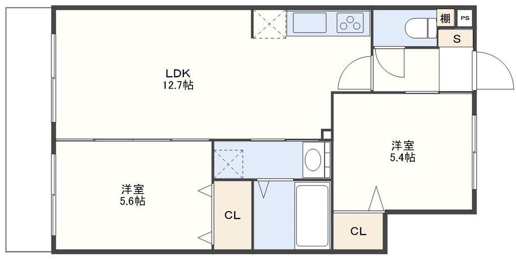 ラポルテ茶屋通(2LDK/3階)の間取り写真