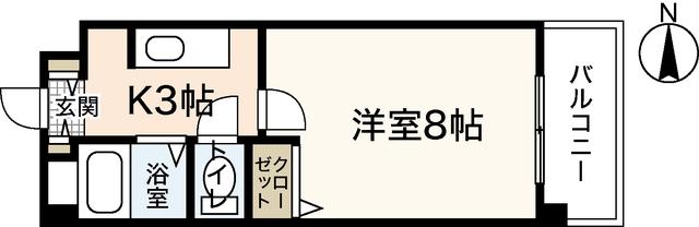 アヴニール・ドゥ(1K/2階)の間取り写真