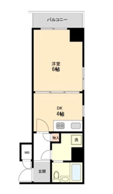 トーカン伊勢佐木町キャステール(1DK/4階)の間取り写真