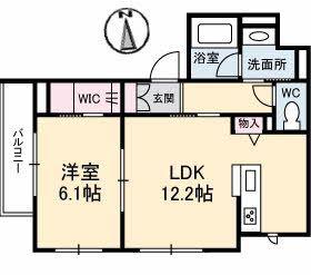 フルールK(1LDK/2階)の間取り写真