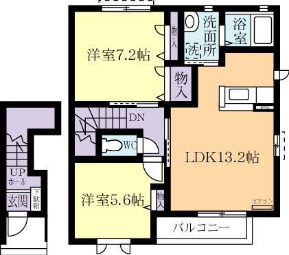 フラットツイン D(2LDK/2階)の間取り写真
