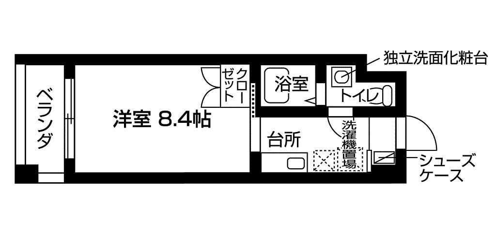 ドゥーエ新百合ヶ丘(1K/5階)の間取り写真
